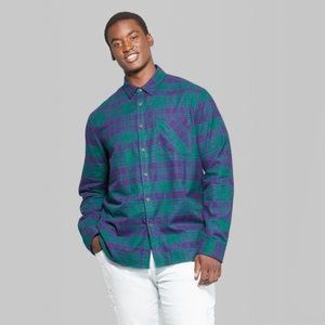Men's Plaid Long Sleeve Button-Down Shirt - Origin